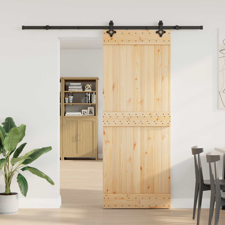 Schuifdeur NARVIK Naturel en Zwart 80 x 210 cm (213,5 cm)