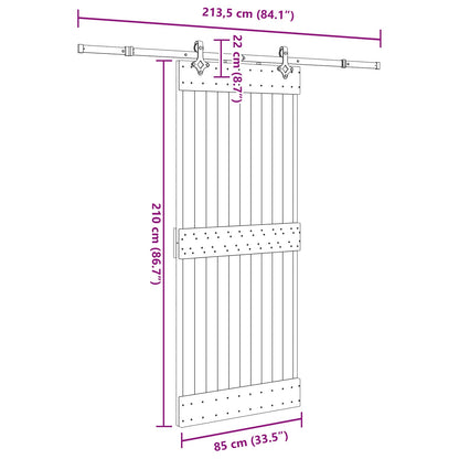 Schuifdeur NARVIK Naturel en Zwart 85 x 210 cm (213,5 cm)