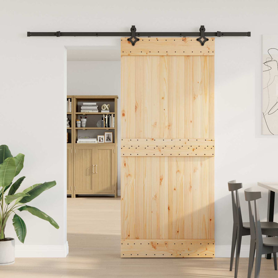 Schuifdeur NARVIK Naturel en Zwart 90 x 210 cm (213,5 cm)