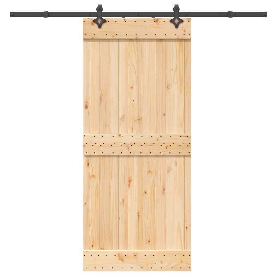 Schuifdeur NARVIK Naturel en Zwart 90 x 210 cm (213,5 cm)