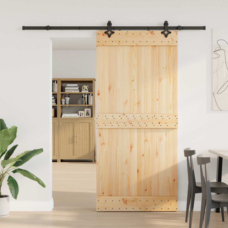Schuifdeur NARVIK Naturel en Zwart 95 x 210 cm (213,5 cm)