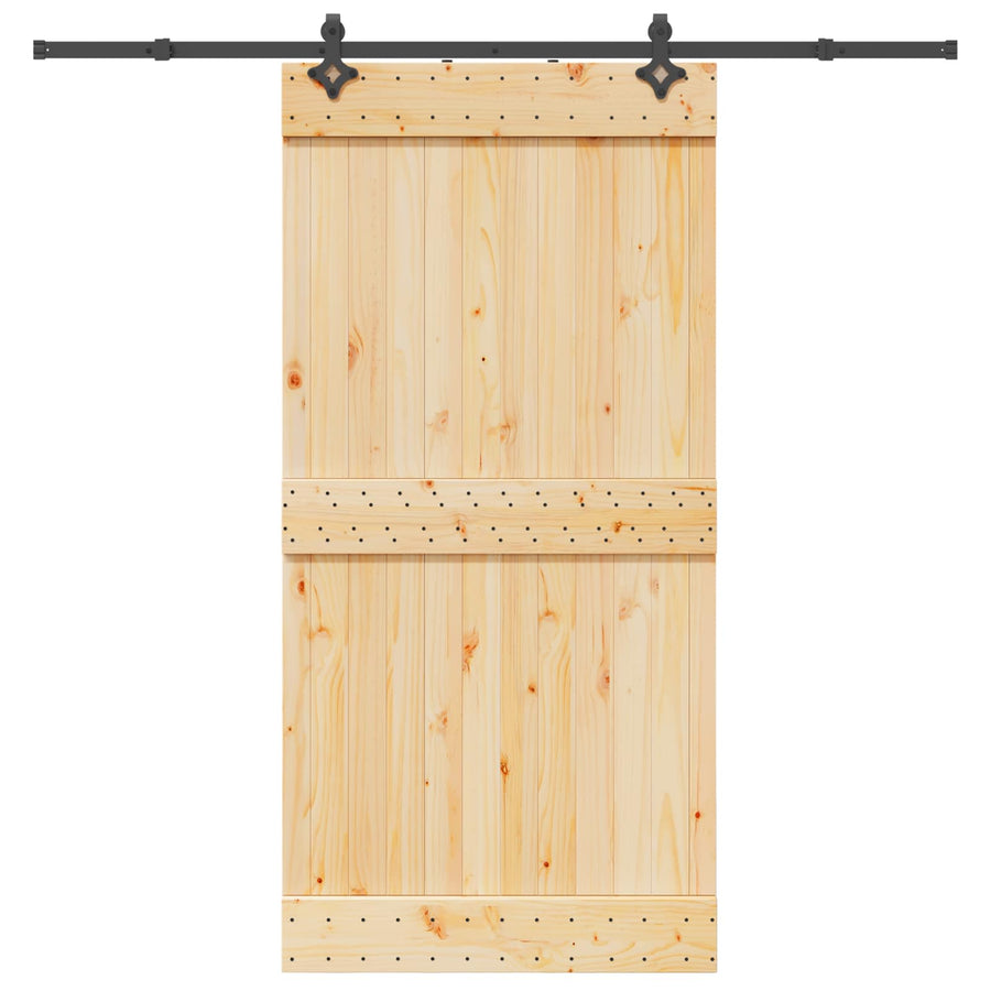 Schuifdeur NARVIK Naturel en Zwart 100 x 210 cm (213,5 cm)