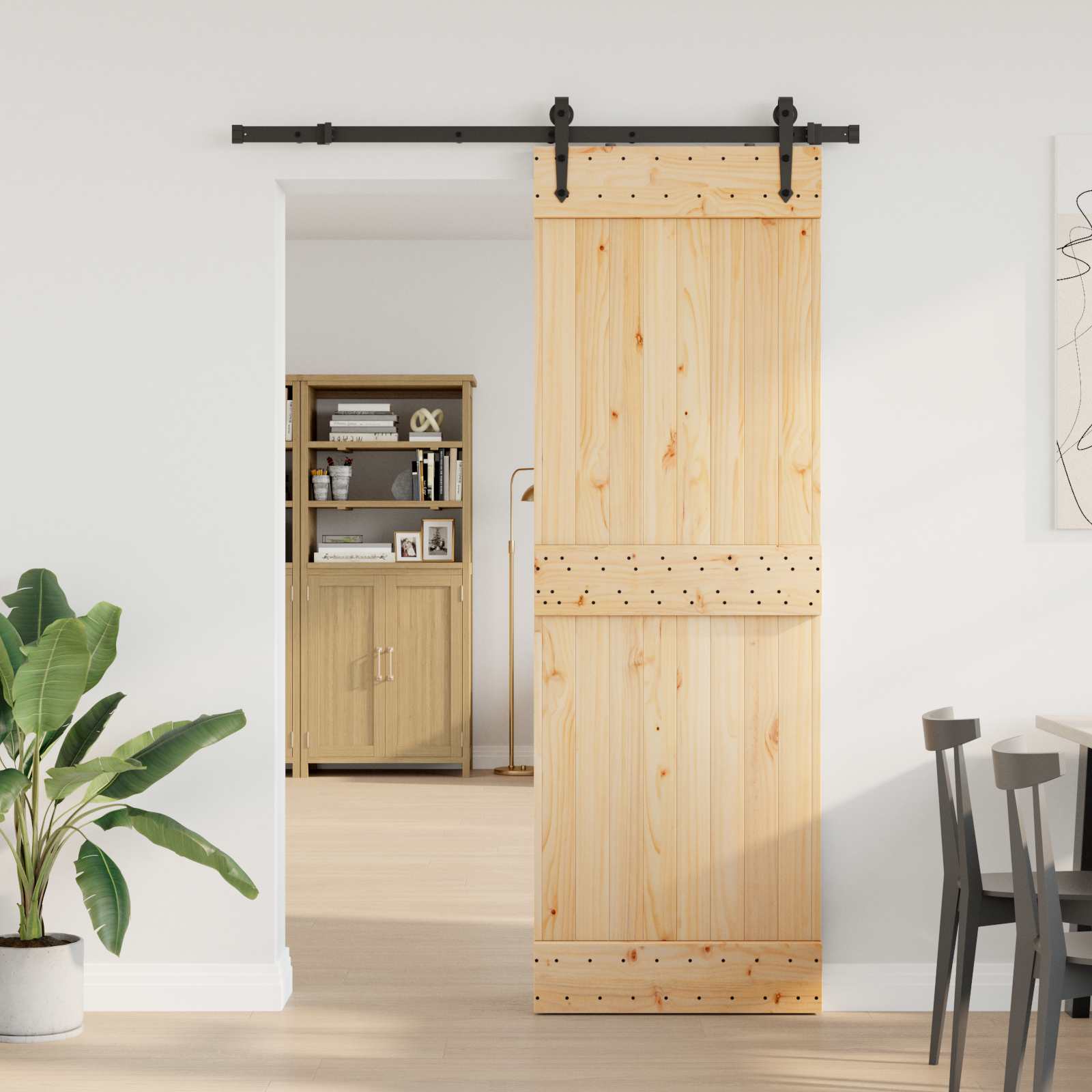 Schuifdeur NARVIK Naturel en Zwart 80 x 210 cm (152,5 cm)