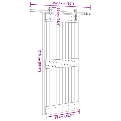 Schuifdeur NARVIK Naturel en Zwart 85 x 210 cm (152,5 cm)