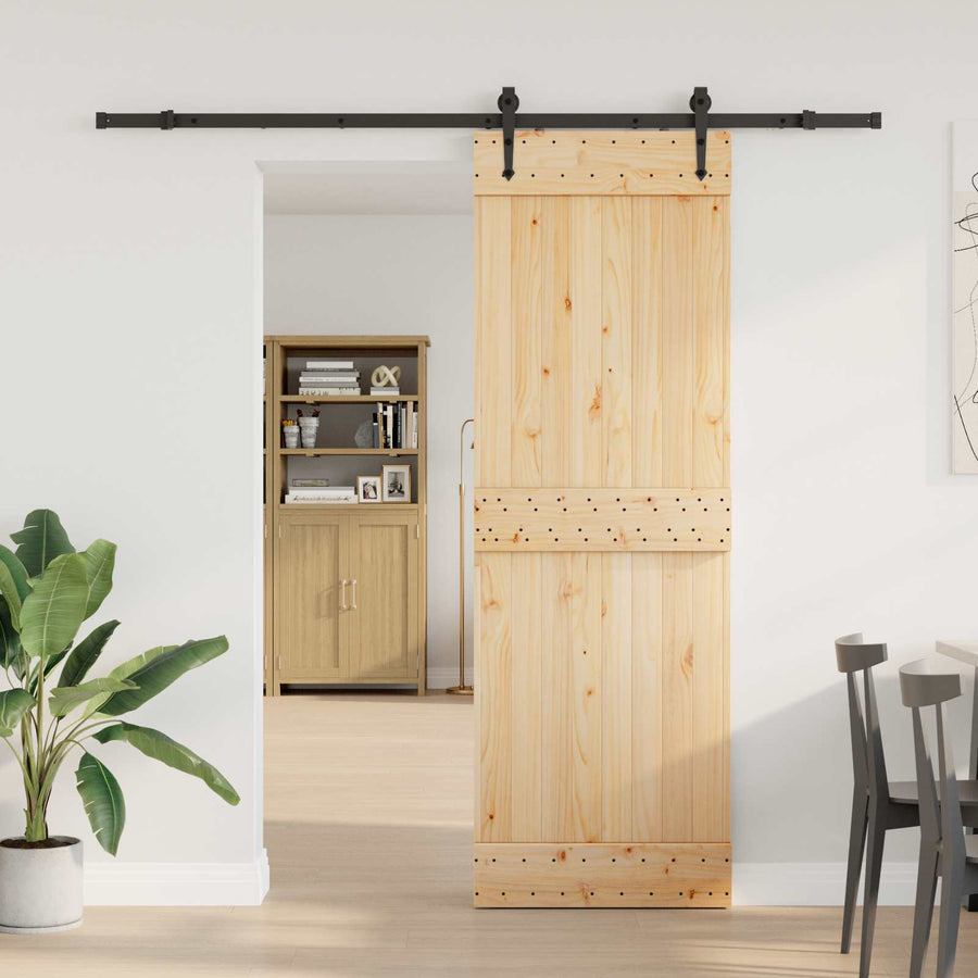 Schuifdeur NARVIK Naturel en Zwart 70 x 210 cm (213,5 cm)