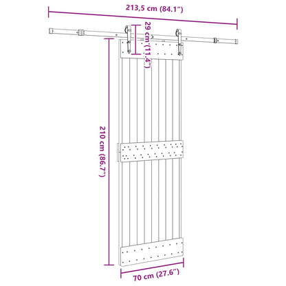 Schuifdeur NARVIK Naturel en Zwart 70 x 210 cm (213,5 cm)