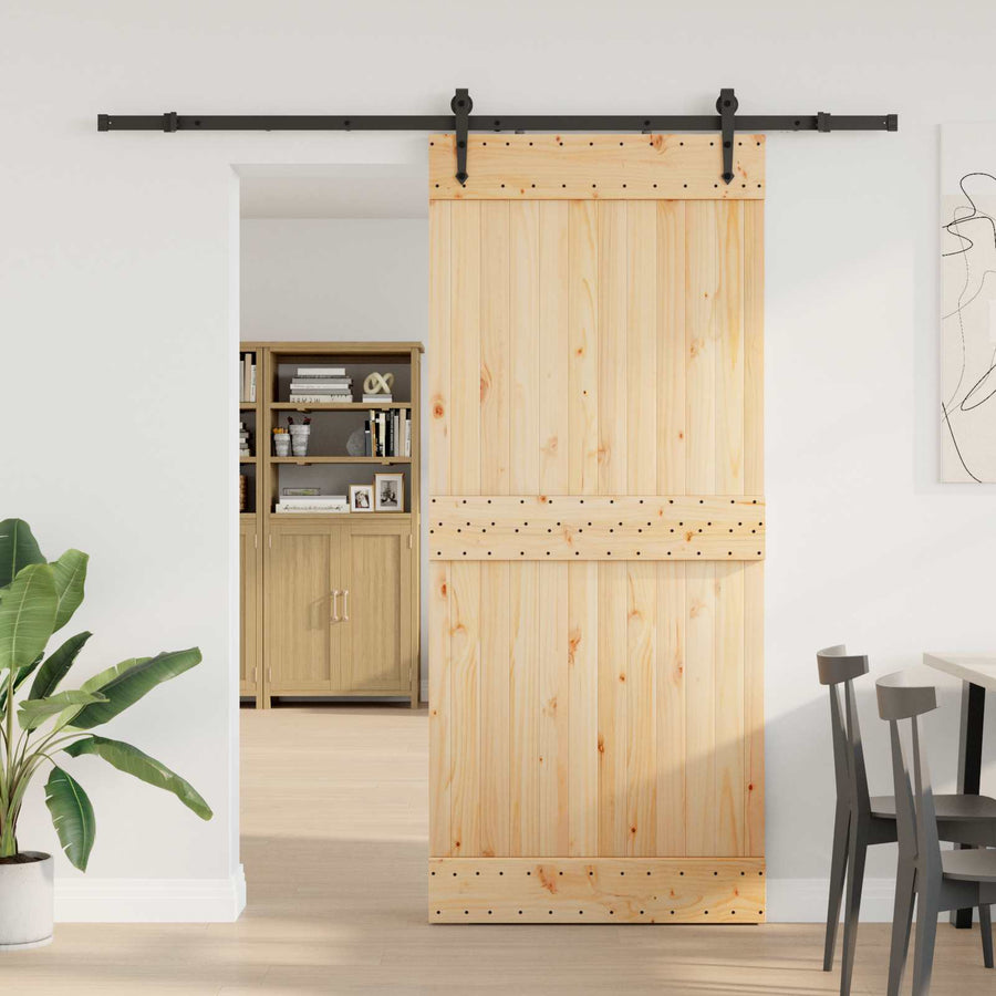 Schuifdeur NARVIK Naturel en Zwart 90 x 210 cm (213,5 cm)