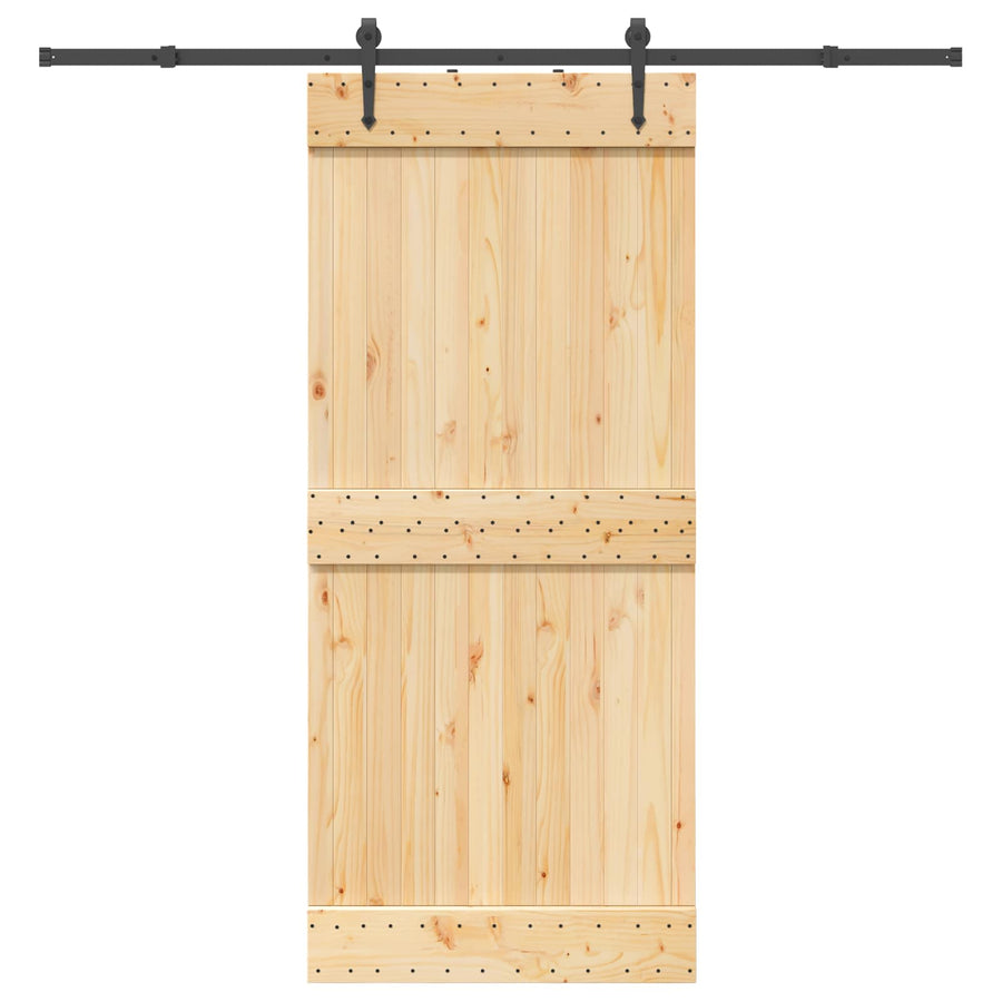 Schuifdeur NARVIK Naturel en Zwart 90 x 210 cm (213,5 cm)