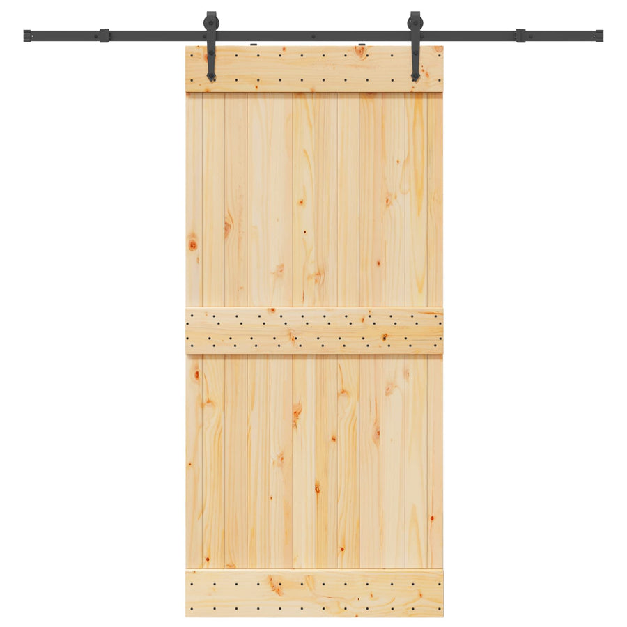 Schuifdeur NARVIK Naturel en Zwart 95 x 210 cm (213,5 cm)