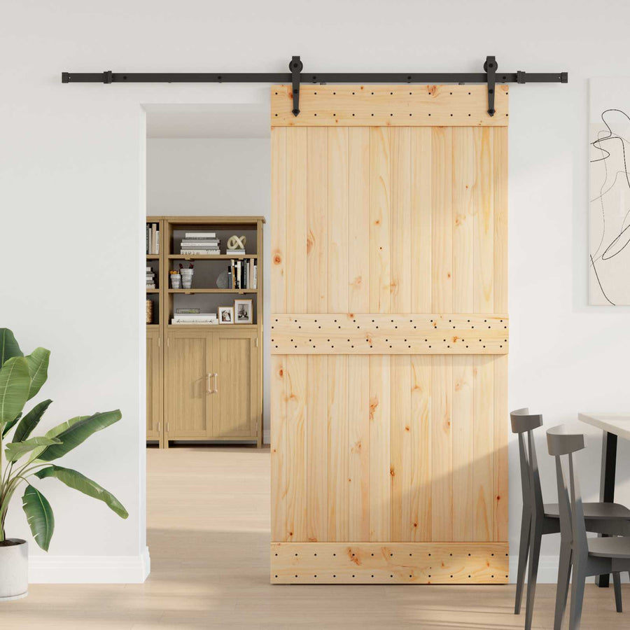 Schuifdeur NARVIK Naturel en Zwart 100 x 210 cm (213,5 cm)