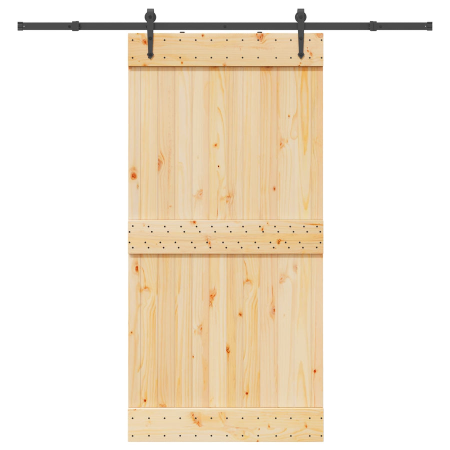 Schuifdeur NARVIK Naturel en Zwart 100 x 210 cm (213,5 cm)