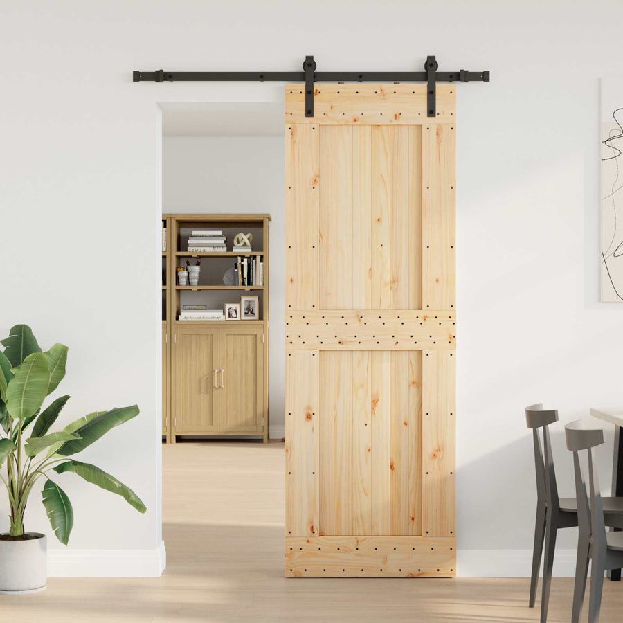 Schuifdeur NARVIK Naturel en Zwart 80 x 210 cm (152,5 cm)