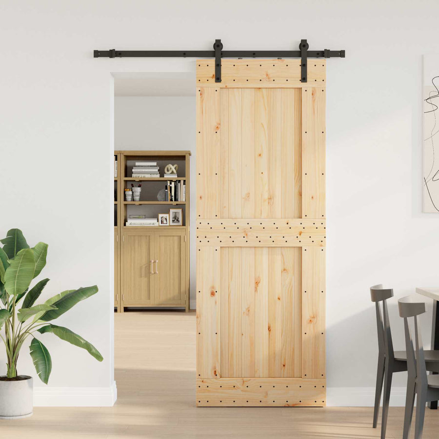 Schuifdeur NARVIK Naturel en Zwart 85 x 210 cm (152,5 cm)