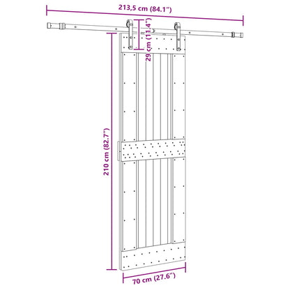 Schuifdeur NARVIK Naturel en Zwart 70 x 210 cm (213,5 cm)