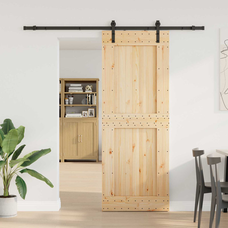 Schuifdeur NARVIK Naturel en Zwart 85 x 210 cm (213,5 cm)