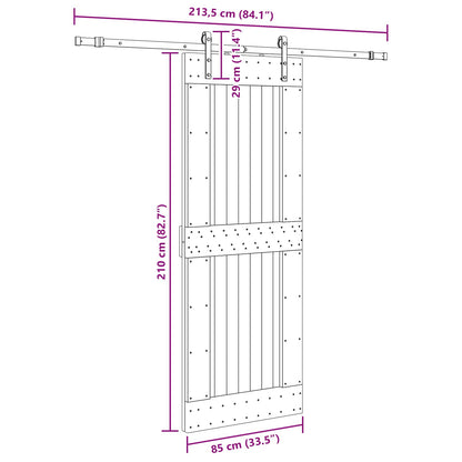 Schuifdeur NARVIK Naturel en Zwart 85 x 210 cm (213,5 cm)