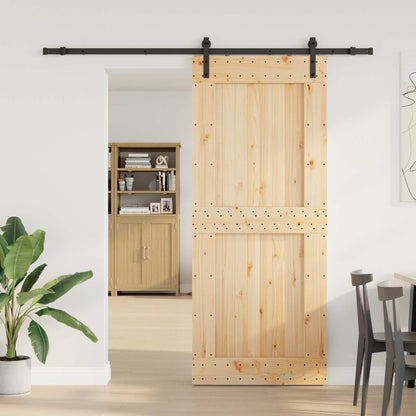 Schuifdeur NARVIK Naturel en Zwart 95 x 210 cm (213,5 cm)