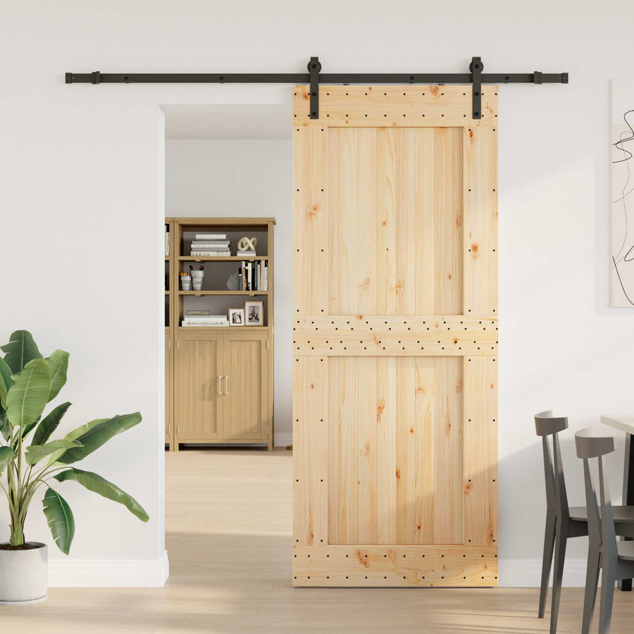 Schuifdeur NARVIK Naturel en Zwart 95 x 210 cm (213,5 cm)