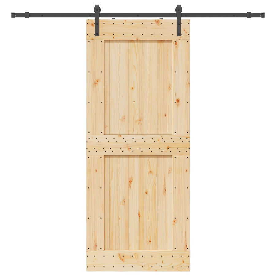 Schuifdeur NARVIK Naturel en Zwart 95 x 210 cm (213,5 cm)