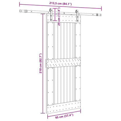 Schuifdeur NARVIK Naturel en Zwart 95 x 210 cm (213,5 cm)