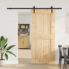 Schuifdeur Narvik 100x210 cm naturel zwart massief dennenhout staal