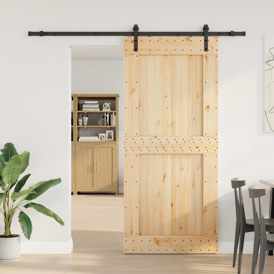 Schuifdeur NARVIK Naturel en Zwart 100 x 210 cm (213,5 cm)