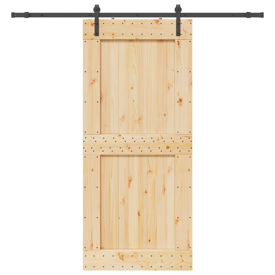 Schuifdeur NARVIK Naturel en Zwart 100 x 210 cm (213,5 cm)