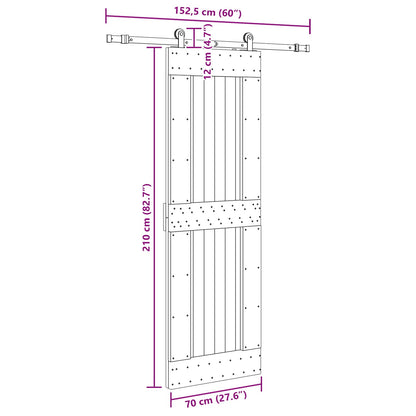 Schuifdeur NARVIK Naturel en Zwart 70 x 210 cm (152,5 cm)