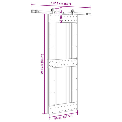 Schuifdeur NARVIK Naturel en Zwart 80 x 210 cm (152,5 cm)
