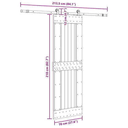 Schuifdeur NARVIK Naturel en Zwart 70 x 210 cm (213,5 cm)