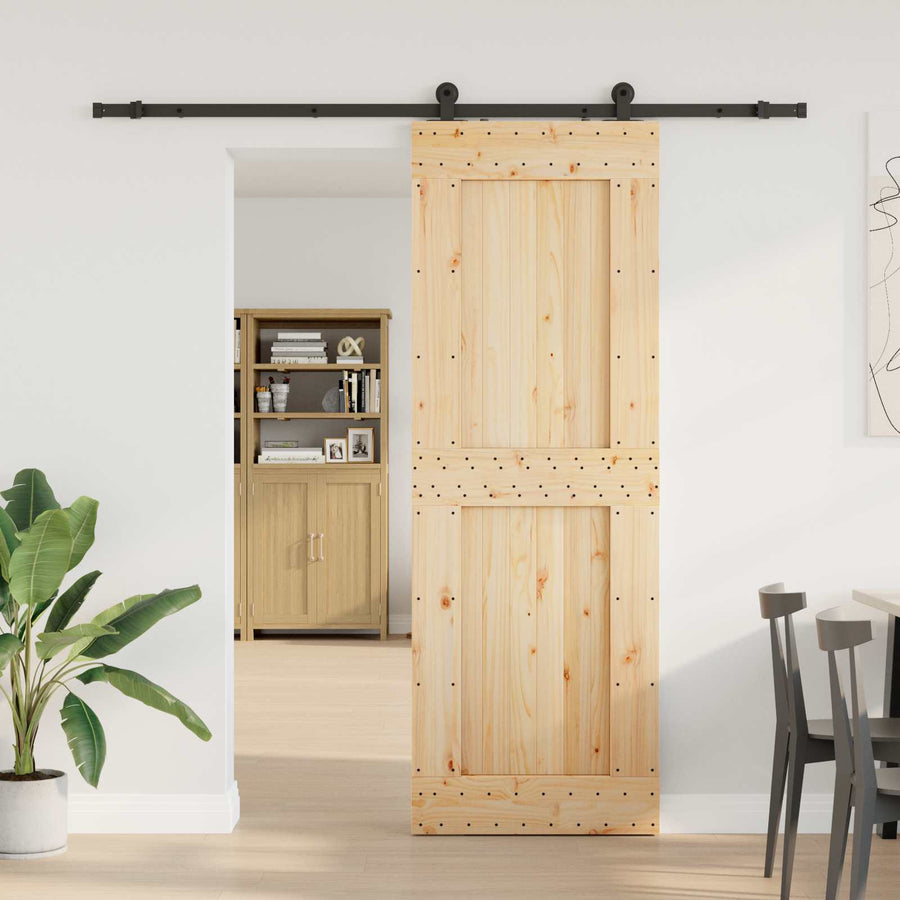Schuifdeur NARVIK Naturel en Zwart 80 x 210 cm (213,5 cm)