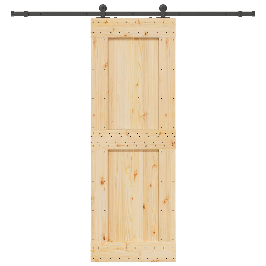Schuifdeur NARVIK Naturel en Zwart 80 x 210 cm (213,5 cm)