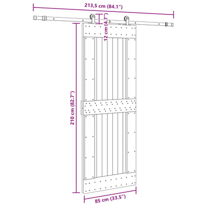 Schuifdeur NARVIK 85 x 210 cm (213,5 cm) Naturel en Zwart
