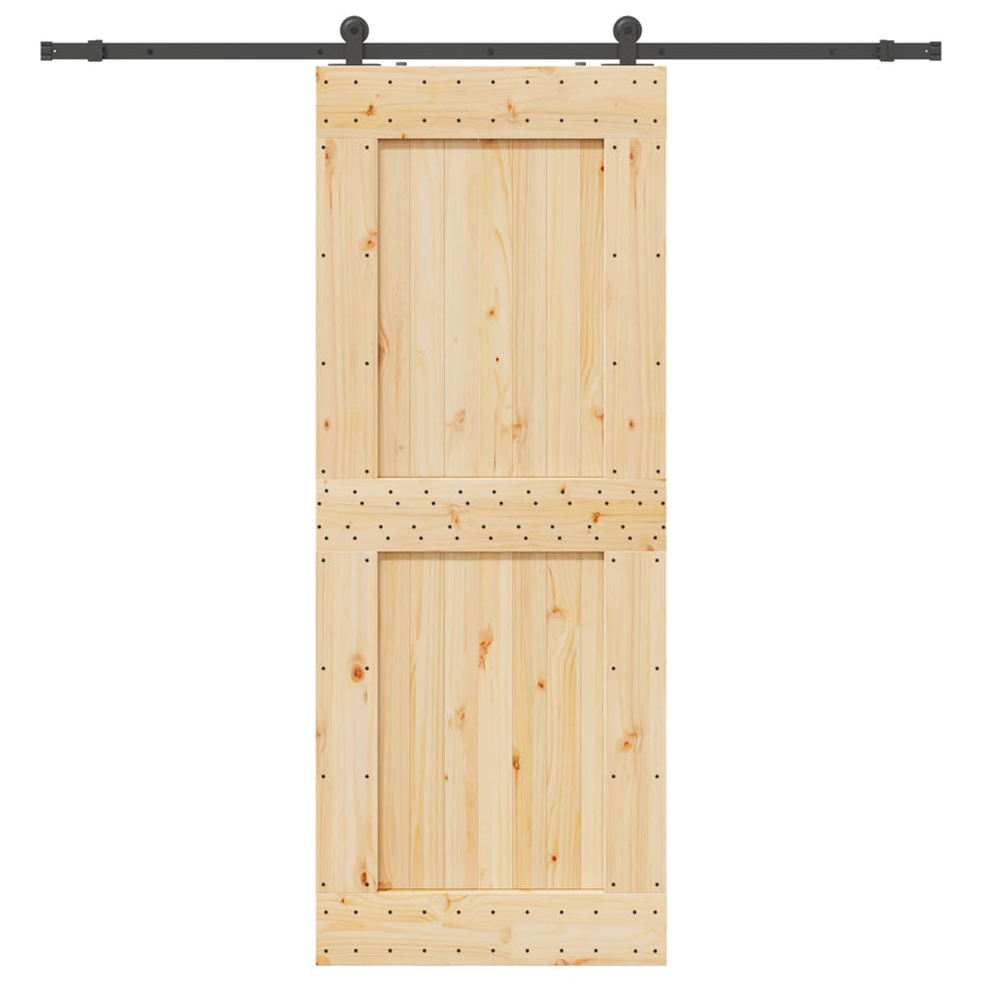 Schuifdeur NARVIK Naturel en Zwart 90 x 210 cm (213,5 cm)