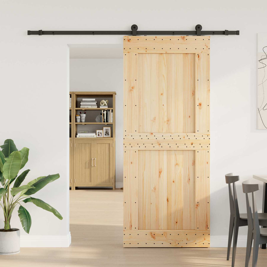 Schuifdeur NARVIK Naturel en Zwart 95 x 210 cm (213,5 cm)