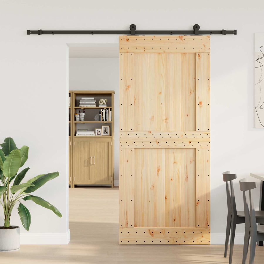 Schuifdeur NARVIK Naturel en Zwart 100 x 210 cm (213,5 cm)