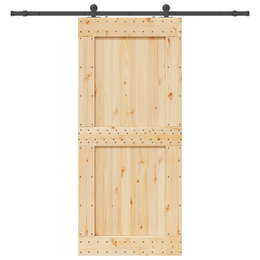 Schuifdeur NARVIK Naturel en Zwart 100 x 210 cm (213,5 cm)