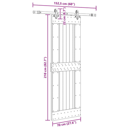 Schuifdeur NARVIK Naturel en Zwart 70 x 210 cm (152,5 cm)