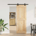 Schuifdeur Narvik 210x80 cm naturel zwart massief grenenhout staal
