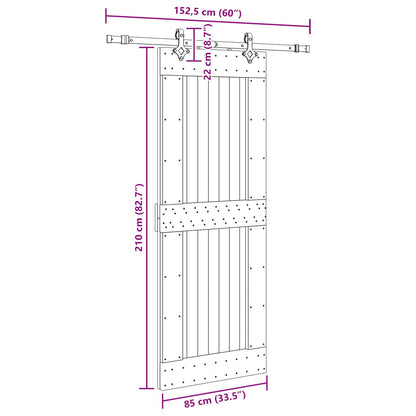 Schuifdeur NARVIK Naturel en Zwart 85 x 210 cm (152,5 cm)