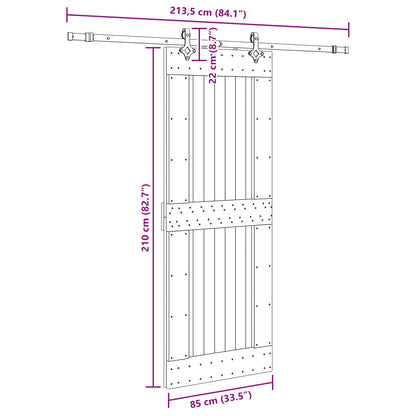 Schuifdeur NARVIK Naturel en Zwart 85 x 210 cm (213,5 cm)