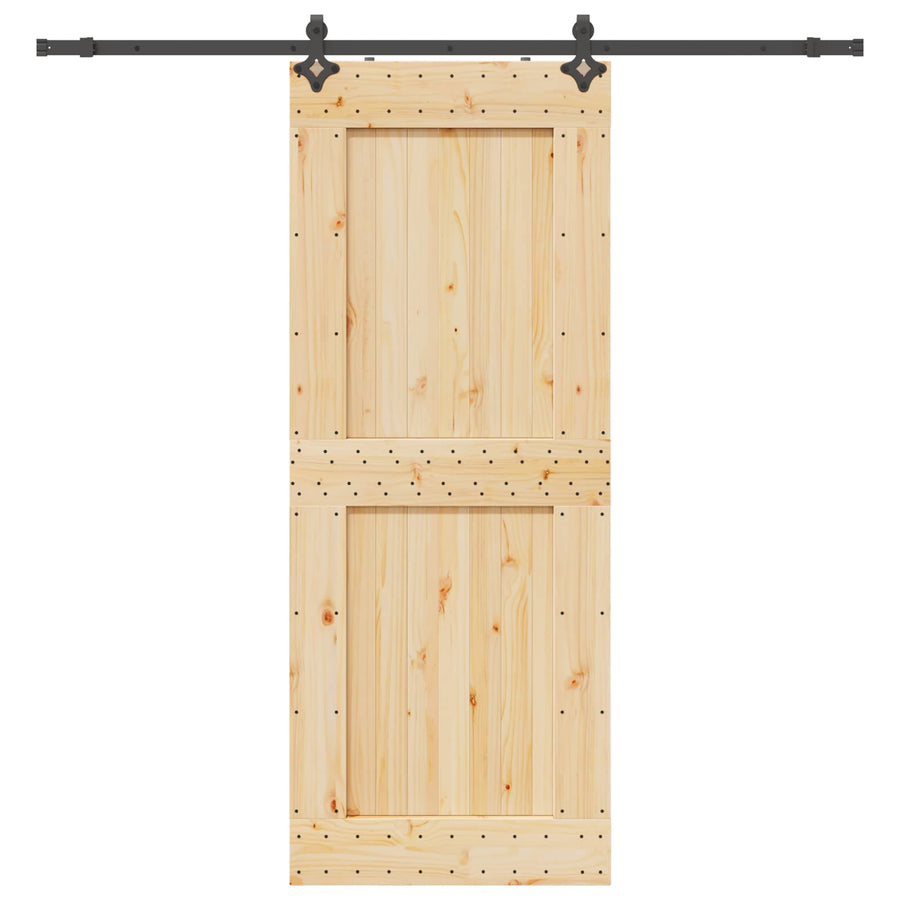 Schuifdeur NARVIK Naturel en Zwart 90 x 210 cm (213,5 cm)