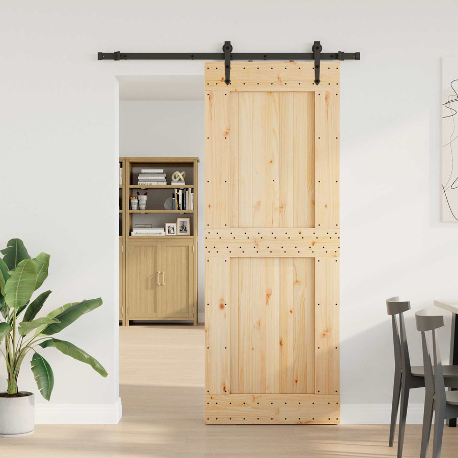 Schuifdeur NARVIK Naturel en Zwart 85 x 210 cm (152,5 cm)
