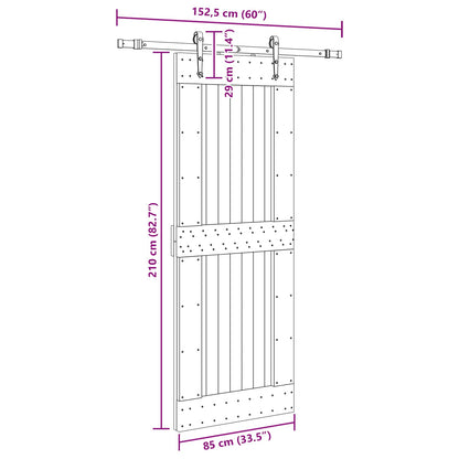 Schuifdeur NARVIK Naturel en Zwart 85 x 210 cm (152,5 cm)