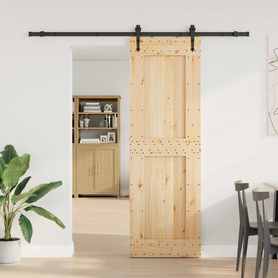 Schuifdeur NARVIK Naturel en Zwart 70 x 210 cm (213,5 cm)