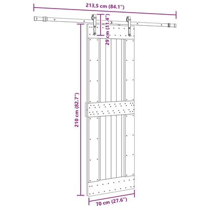 Schuifdeur NARVIK Naturel en Zwart 70 x 210 cm (213,5 cm)
