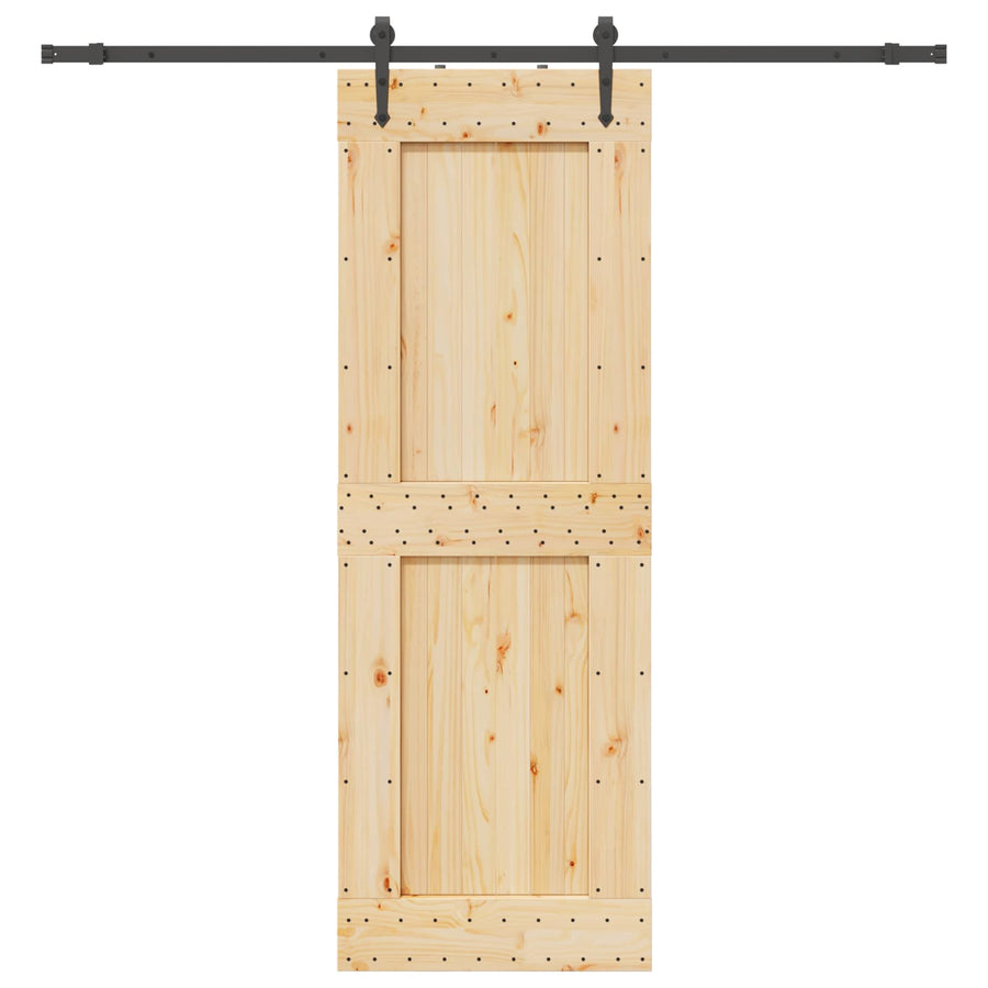Schuifdeur NARVIK Naturel en Zwart 80 x 210 cm (213,5 cm)