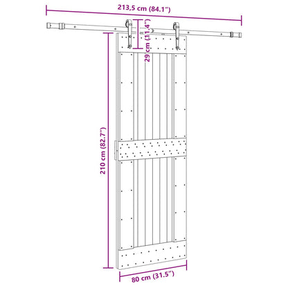 Schuifdeur NARVIK Naturel en Zwart 80 x 210 cm (213,5 cm)