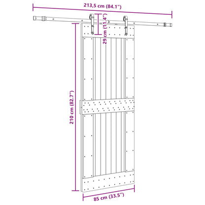 Schuifdeur NARVIK Naturel en Zwart 85 x 210 cm (213,5 cm)