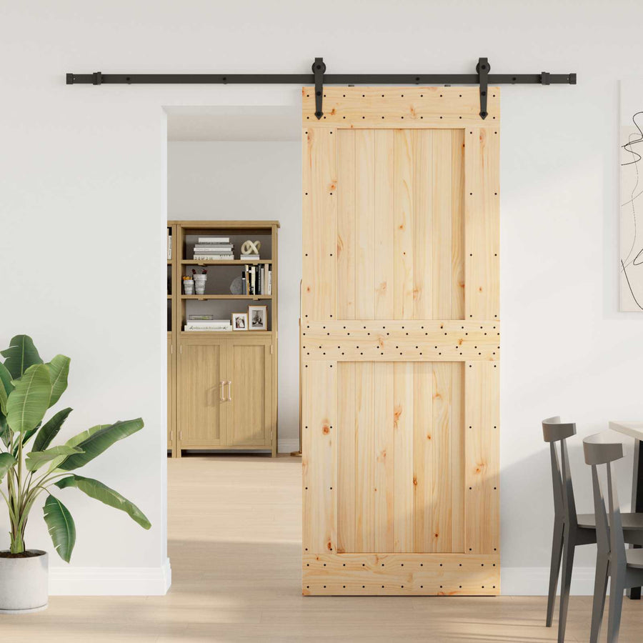 Schuifdeur NARVIK Naturel en Zwart 90 x 210 cm (213,5 cm)